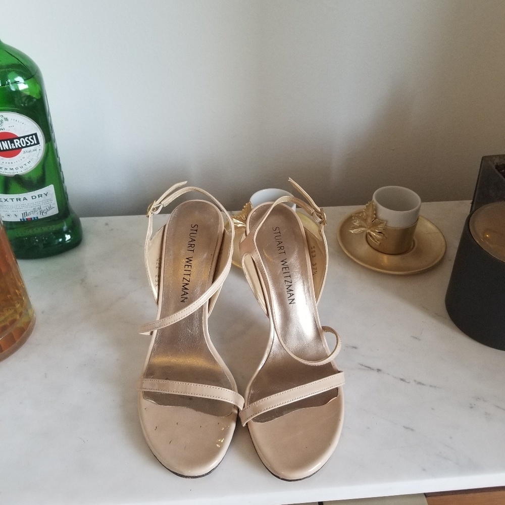 Stuart Weitzman nude strappy heels